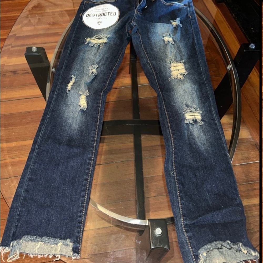 Distressed Blue Jeans